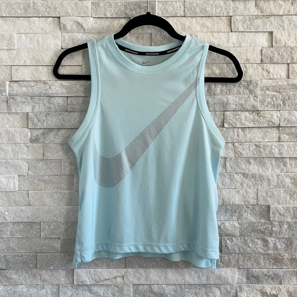 Nike Swoosh Dri-Fit Baby Blue Running Sleeveless Crop Top